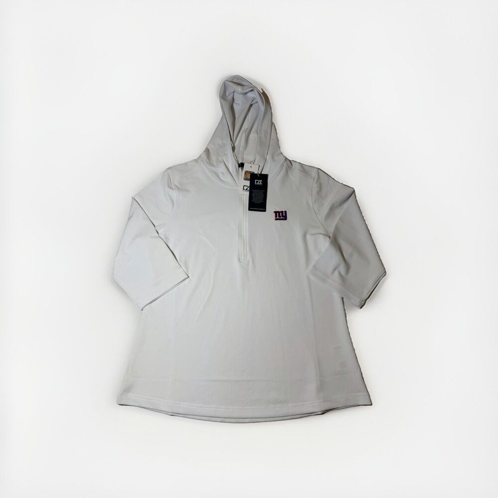 Cutter & Buck New York Giants Womens Small White Hooded 1/4 Zip Pullover NWT